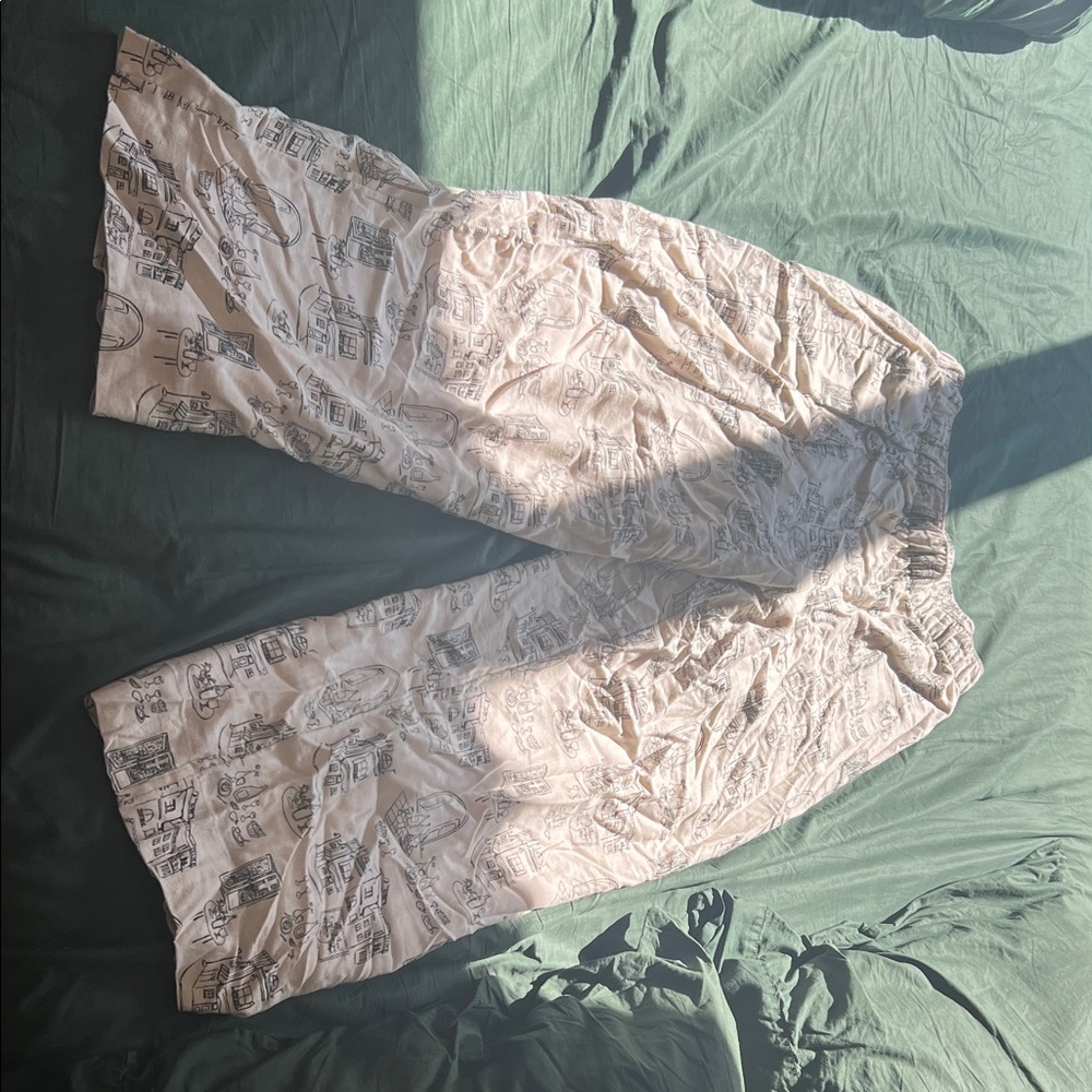 Abercrombie & Fitch Cream Printed Pants